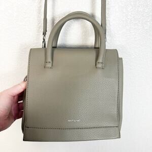 Matt & Nat Adelsm Small Vegan Pebbled Leather Crossbody Satchel Purse Grey‎